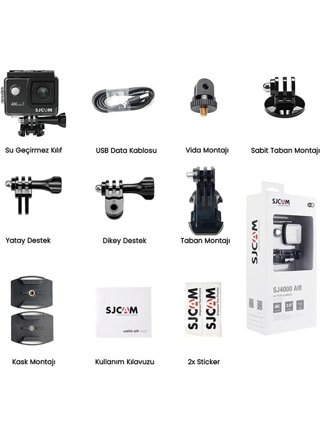 SJCAM Original SJ4000 Air 4K Wi-Fi Action Camera 16MP Waterproof DV Camcorder 170 Degree Wide Angle LCD - Black