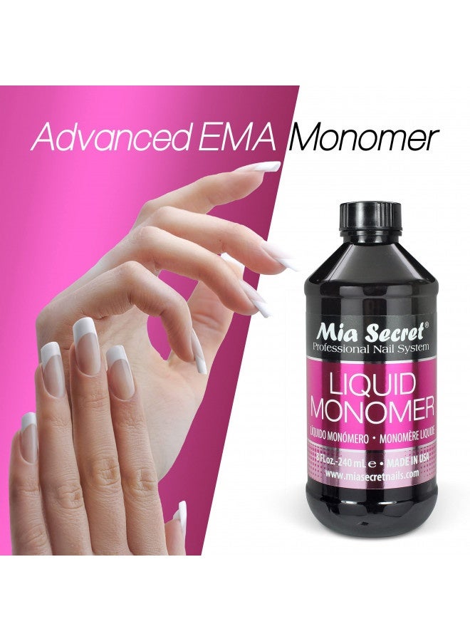 8 Oz Mia Secret Liquid Monomer - Professional Acrylic Nail Liquid For Acrylic Powder - Ema Monomer - Nail Monomer Liquid - Ema Monomer Acrylic Nail Liquid