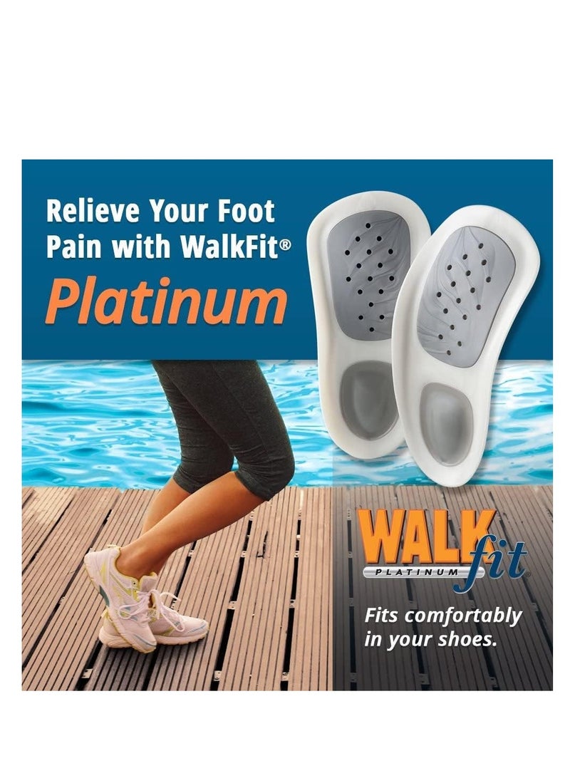 WalkFit Platinum Orthotic Insoles – Arch Support for Plantar Fasciitis, Relieves Foot, Back, Hip, Leg, and Knee Pain, Enhances Balance and Alignment