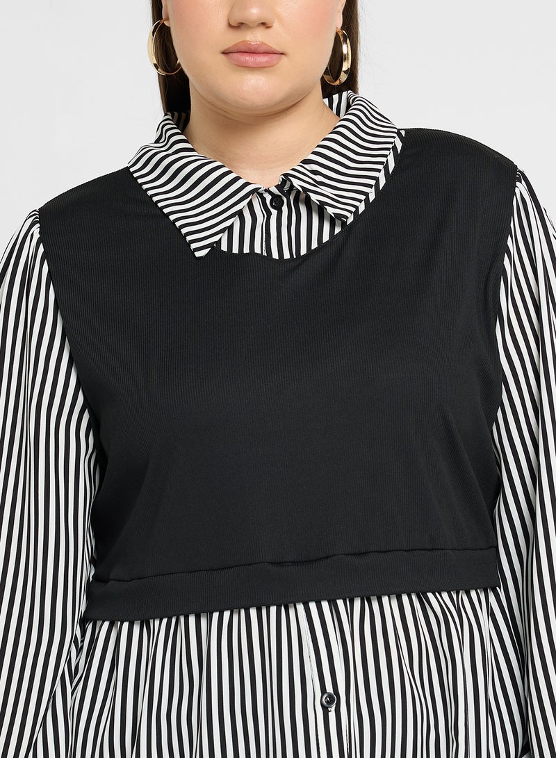 Mock Top Over Button Down Shirt