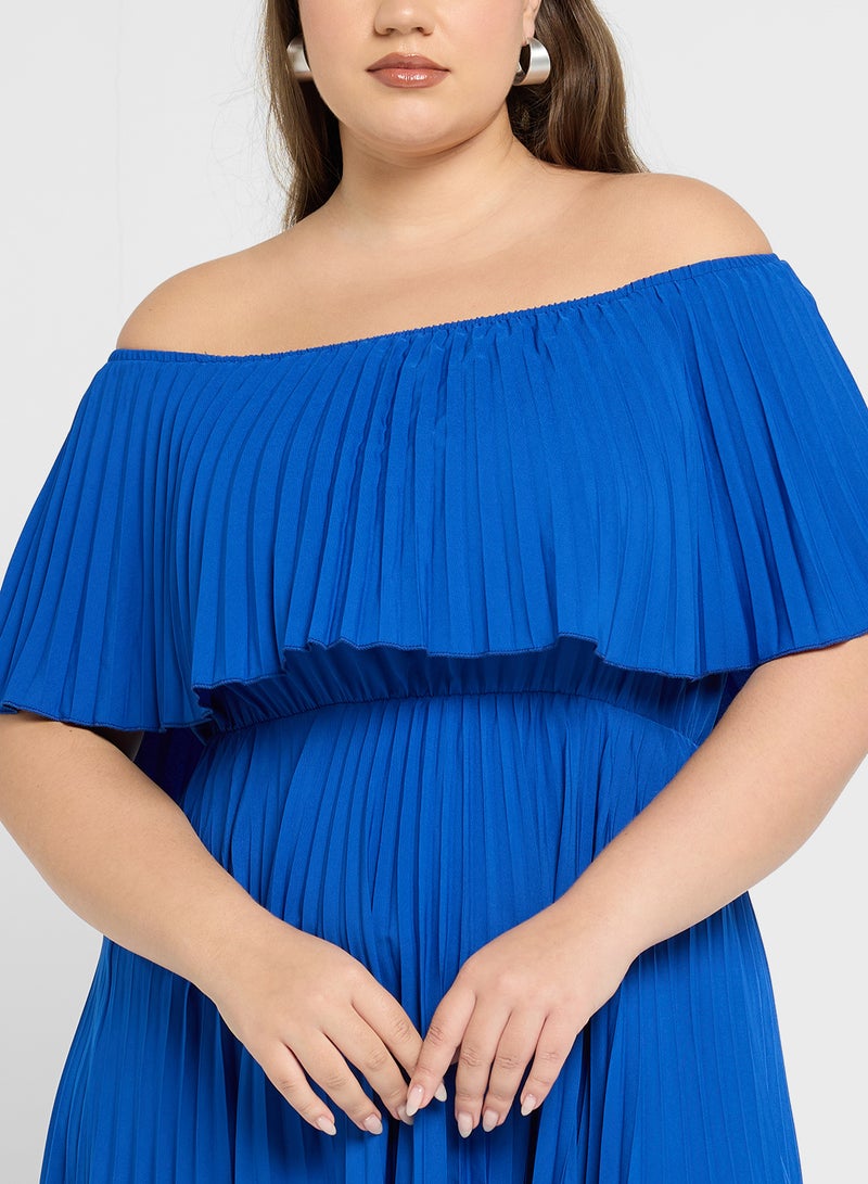 Off Shoulder Pleated Dress