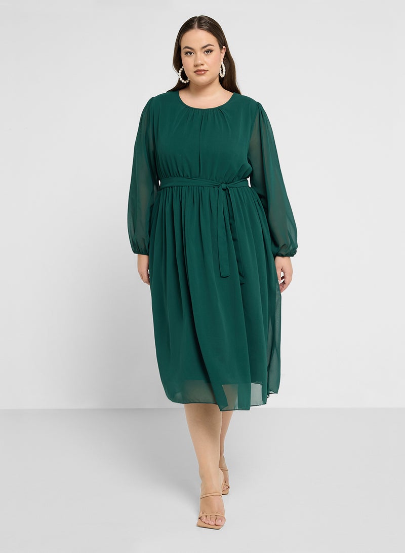 Puff Sleeve A-Line Dress