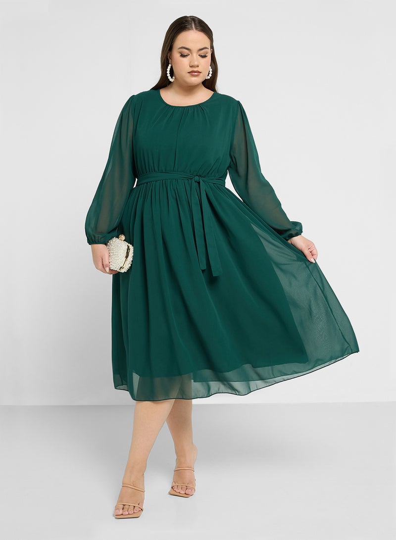 Puff Sleeve A-Line Dress