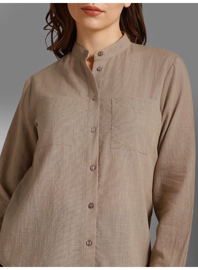 Women Beige Shirt - Classic and Elegant for Everyday Use