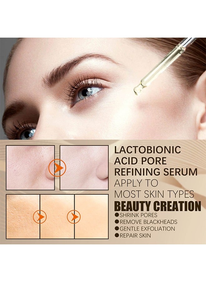 Lactobionic Acid Pore Refining Serum, Lactobionic Acid, Pores Tightening Serum, Vegan Pore Minimizer For Men And Women Regardless Of Age, 30ML