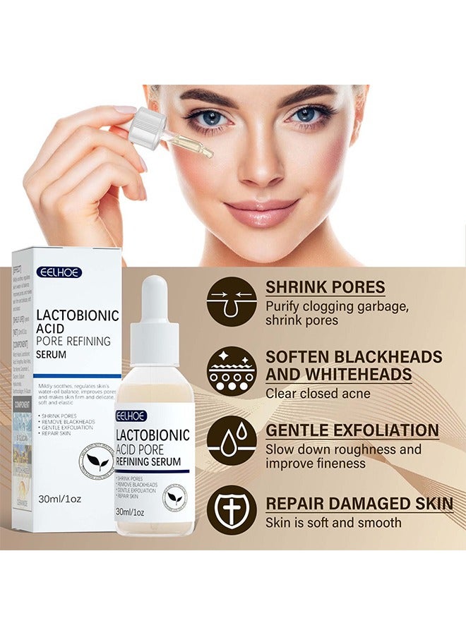 Lactobionic Acid Pore Refining Serum, Lactobionic Acid, Pores Tightening Serum, Vegan Pore Minimizer For Men And Women Regardless Of Age, 30ML