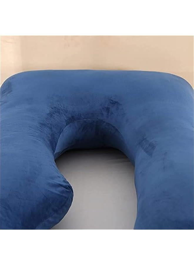 Pregnancy Pillow U-Shaped Full Body Maternity Support Pillow for Pregnant Women with Washable Velvet Cover (Blue)