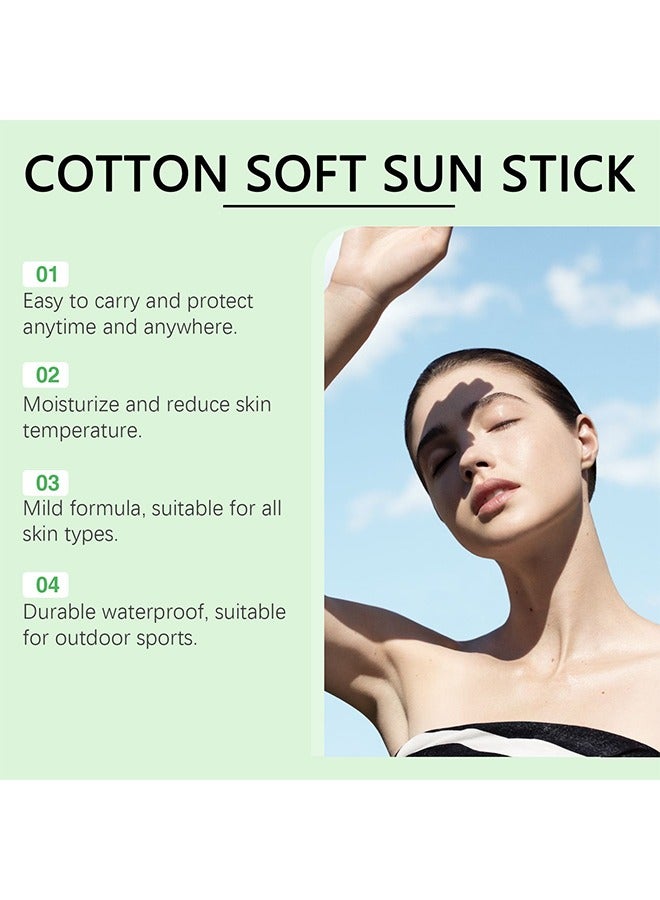 Cotton Soft Sun Stick SPF50+ PA++++ ,Protects against UV rays, moisturizes, is refreshing, non-sticky, and comfortable on the skin, 20g, Light Blue