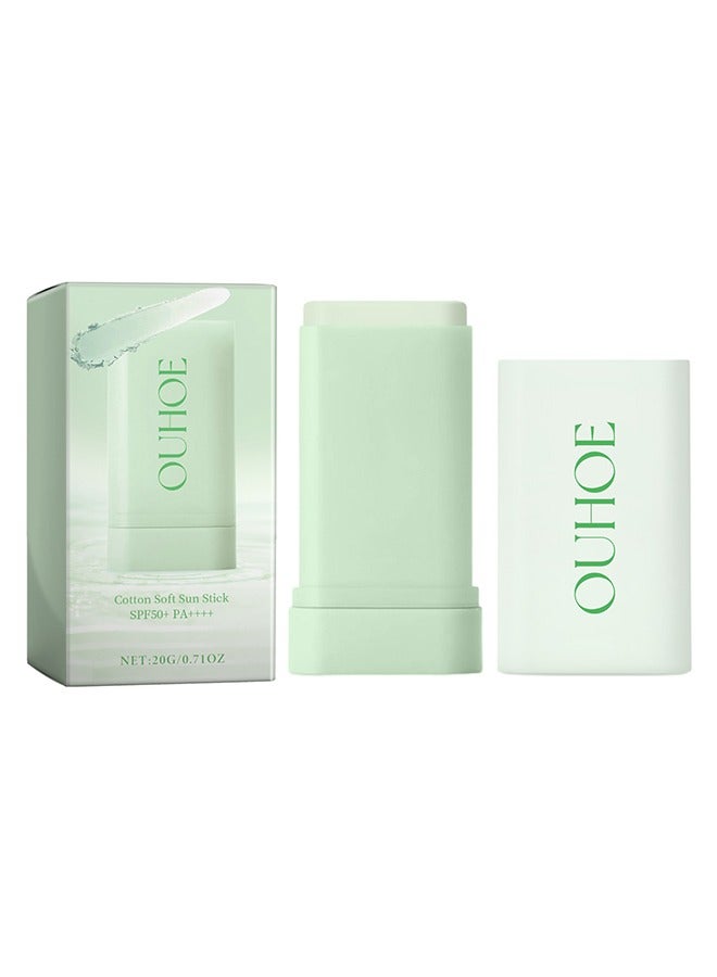 Cotton Soft Sun Stick SPF50+ PA++++ ,Protects against UV rays, moisturizes, is refreshing, non-sticky, and comfortable on the skin, 20g, Light Blue