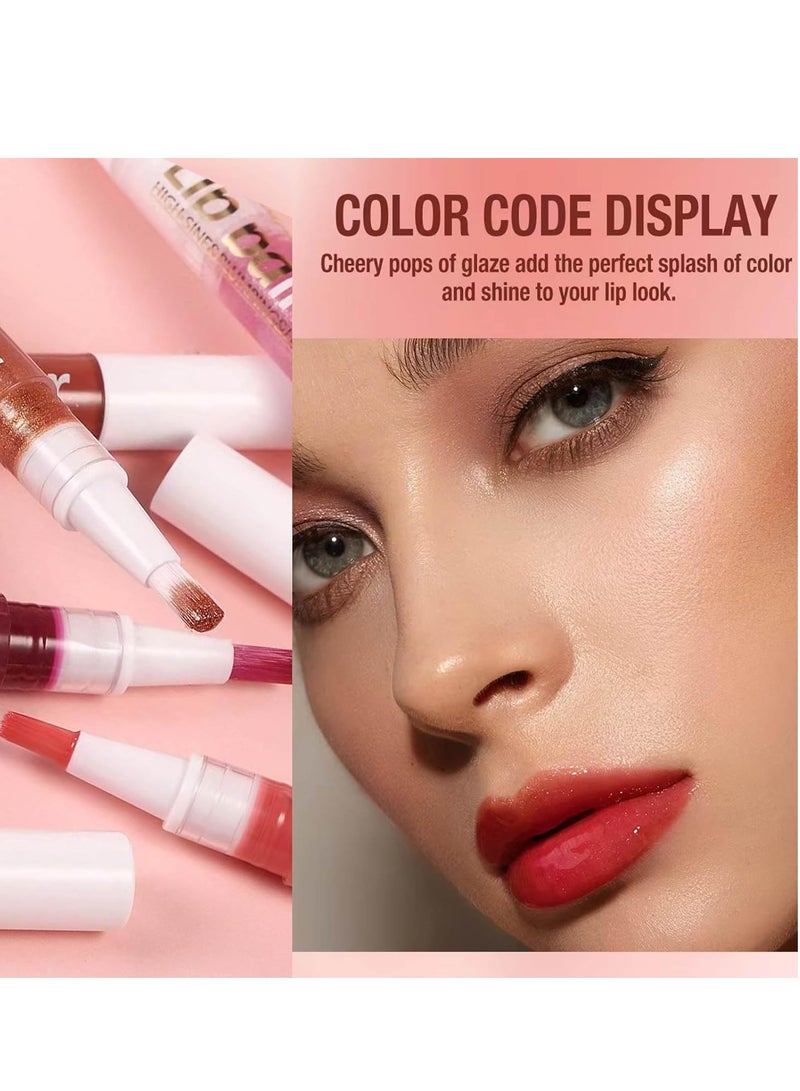 Nude Pink Shimmer lip gloss, Hydrating Lip Glow Oil, Natural Lip Plumper, Lip Plumper Gloss Tinted Glitter Lipgloss, Lipstick Moisturizing High Shine and Vegan Plumping, Long-Lasting Dry Lip Care 08#