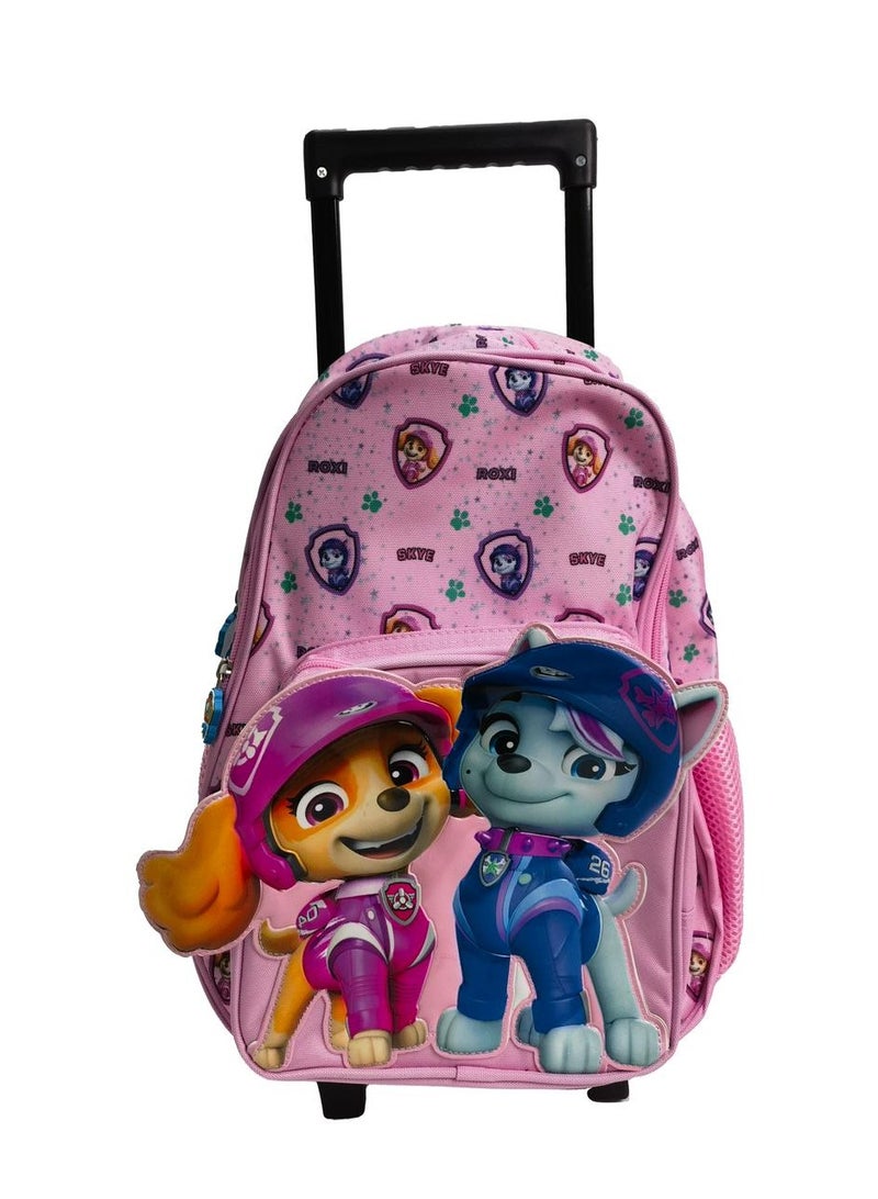 Paw Patrol Rolling Backpack, Pink, with Skye and Everest Character Prints, Size: 16 Inch