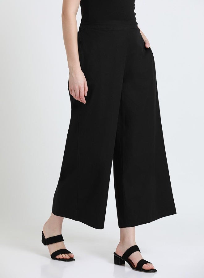 Relaxed Fit Black Cotton Trousers – Classic and Comfortable