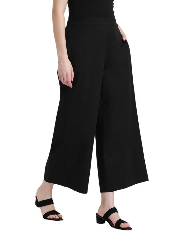 Relaxed Fit Black Cotton Trousers – Classic and Comfortable