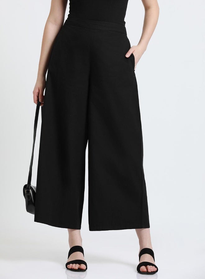 Relaxed Fit Black Cotton Trousers – Classic and Comfortable