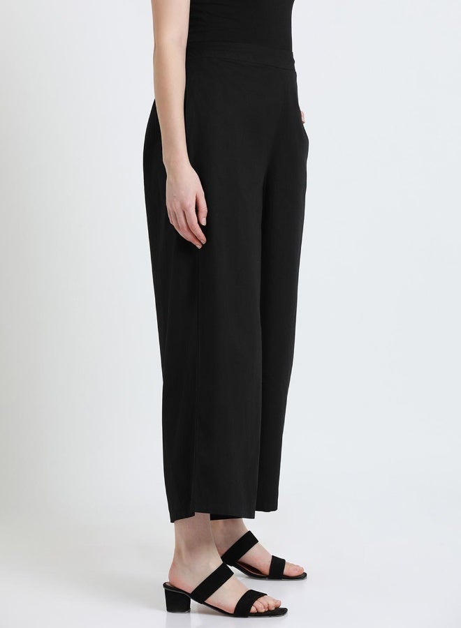 Relaxed Fit Black Cotton Trousers – Classic and Comfortable