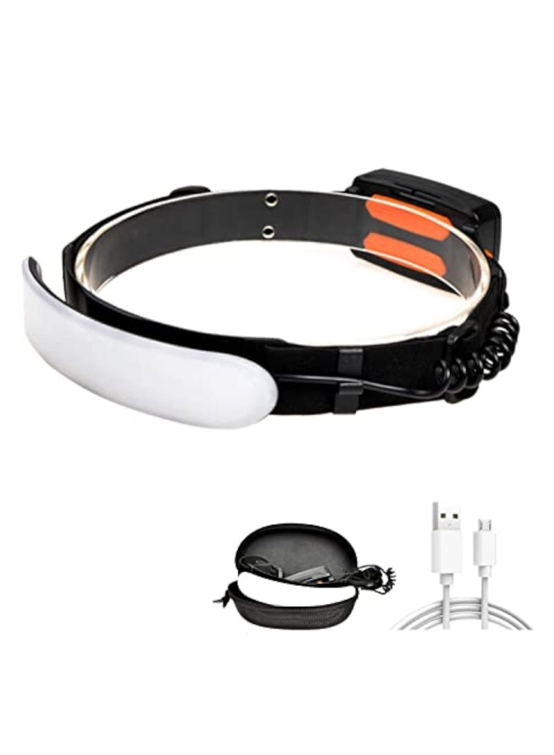 LED Head Torch Rechargeable, Super Bright Headlamp Waterproof Headlight with 3 Lighting Modes, 230° Wide Beam COB Headlight, Adjustable Angle, Lightweight Waterproof Hands-Free Flashlight