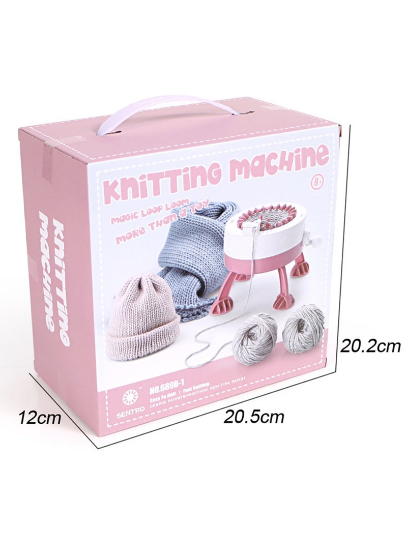 Light Pink Children'S Small Hand-Cranked Knitting Machine, Diy Creative Wool Hat Scarf Socks Rotary Double-Layer Knitting Machine Kit, Suitable For Adults And Children