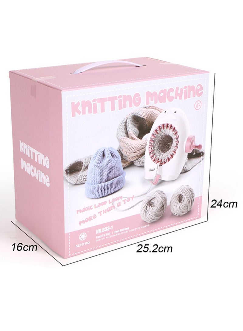 White And Small Children'S Hand-Cranked Knitting Machine, Diy Creative Wool Hat Scarf Socks Rotary Double-Layer Knitting Machine Kit, Suitable For Adults And Children