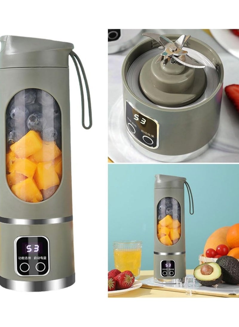 450ml Portable Blender, USB Charging Personal Shakes Smoothie Blender, Upgraded 12 Blades, LCD Display Mini Handheld Juicer for Travel, Gym Home Office