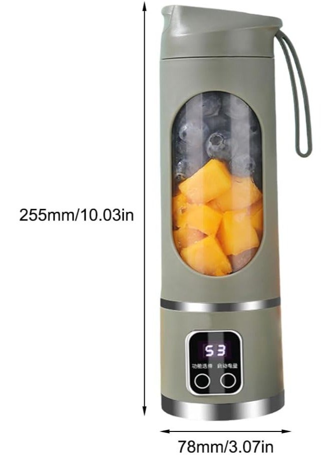 450ml Portable Blender, USB Charging Personal Shakes Smoothie Blender, Upgraded 12 Blades, LCD Display Mini Handheld Juicer for Travel, Gym Home Office