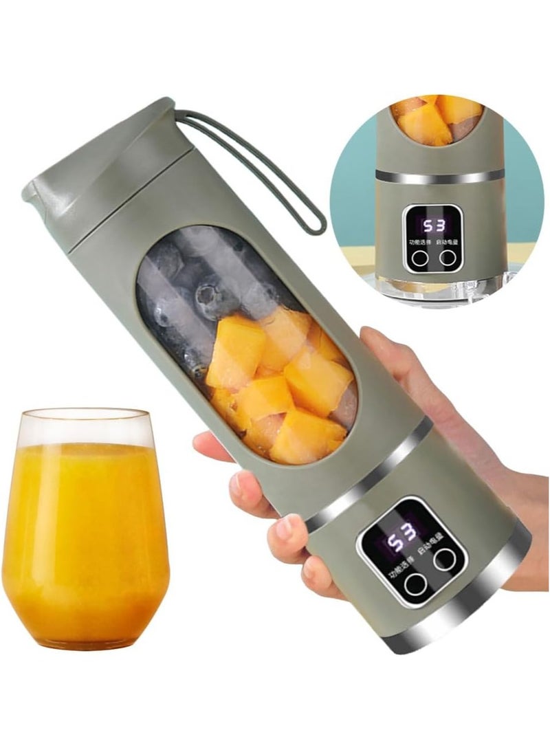 450ml Portable Blender, USB Charging Personal Shakes Smoothie Blender, Upgraded 12 Blades, LCD Display Mini Handheld Juicer for Travel, Gym Home Office