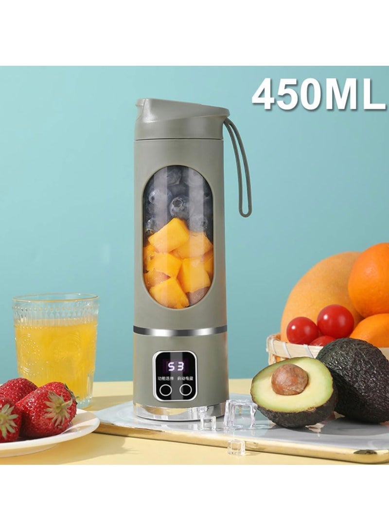 450ml Portable Blender, USB Charging Personal Shakes Smoothie Blender, Upgraded 12 Blades, LCD Display Mini Handheld Juicer for Travel, Gym Home Office