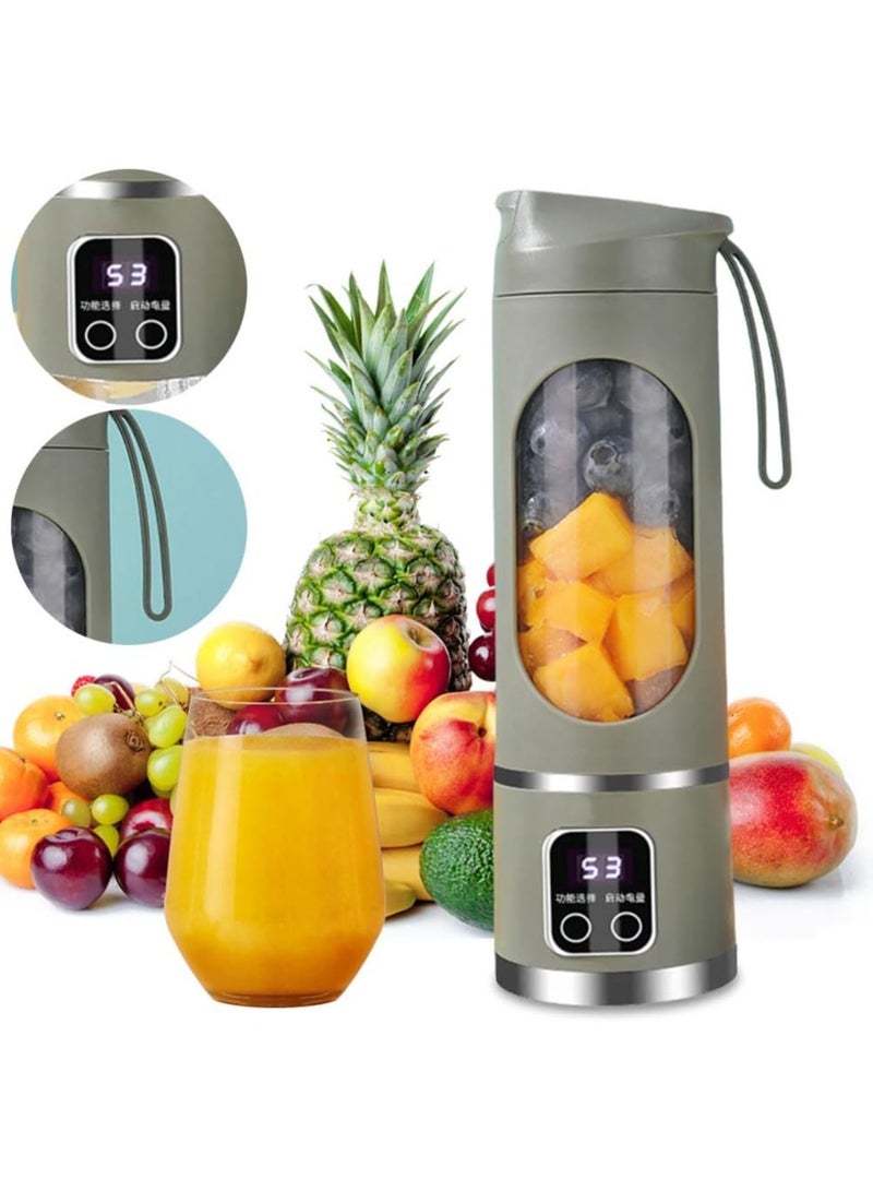 450ml Portable Blender, USB Charging Personal Shakes Smoothie Blender, Upgraded 12 Blades, LCD Display Mini Handheld Juicer for Travel, Gym Home Office