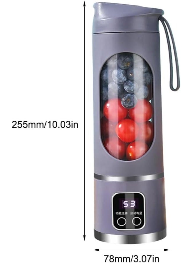 450ml Portable Blender, USB Charging Personal Shakes Smoothie Blender, Upgraded 12 Blades, LCD Display Mini Handheld Juicer for Travel, Gym Home Office