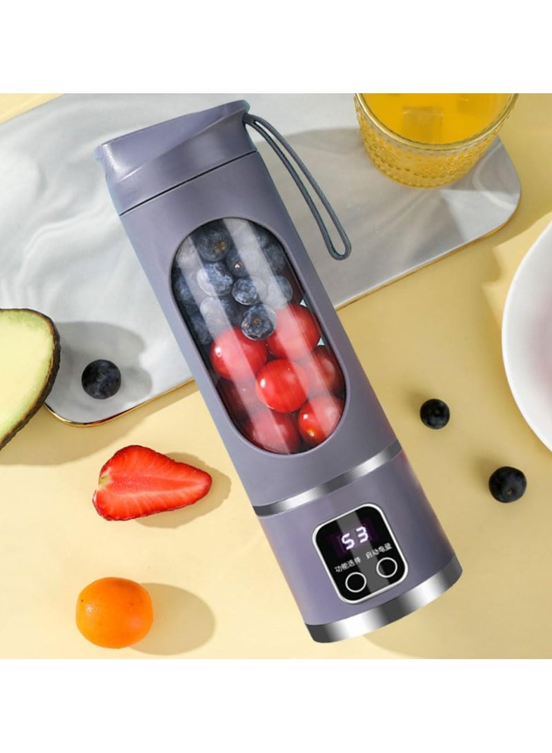 450ml Portable Blender, USB Charging Personal Shakes Smoothie Blender, Upgraded 12 Blades, LCD Display Mini Handheld Juicer for Travel, Gym Home Office