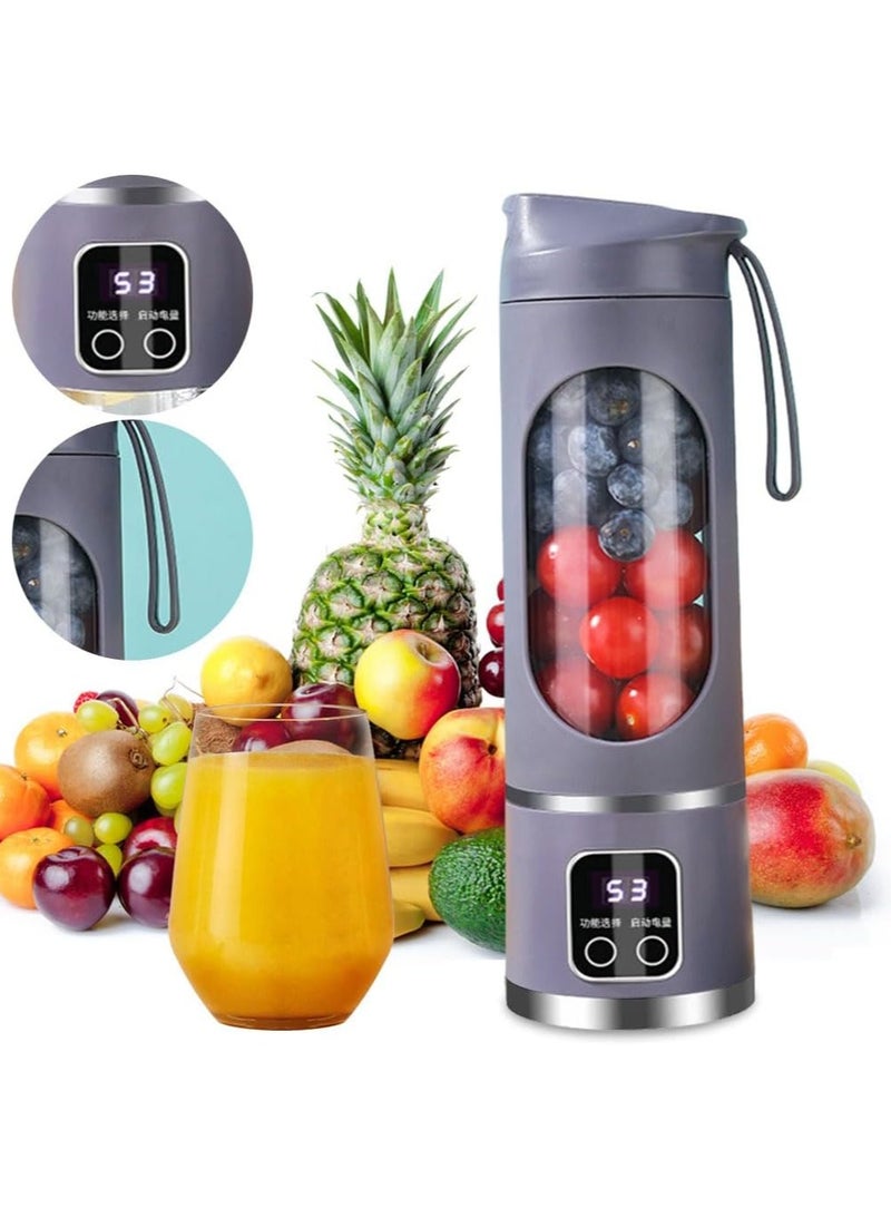 450ml Portable Blender, USB Charging Personal Shakes Smoothie Blender, Upgraded 12 Blades, LCD Display Mini Handheld Juicer for Travel, Gym Home Office