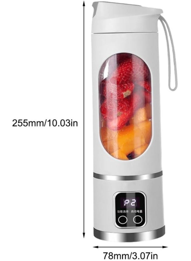 450ml Portable Blender, USB Charging Personal Shakes Smoothie Blender, Upgraded 12 Blades, LCD Display Mini Handheld Juicer for Travel, Gym Home Office