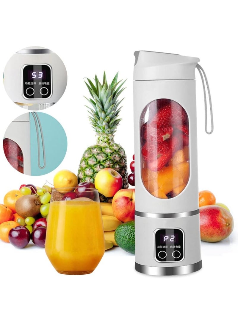 450ml Portable Blender, USB Charging Personal Shakes Smoothie Blender, Upgraded 12 Blades, LCD Display Mini Handheld Juicer for Travel, Gym Home Office