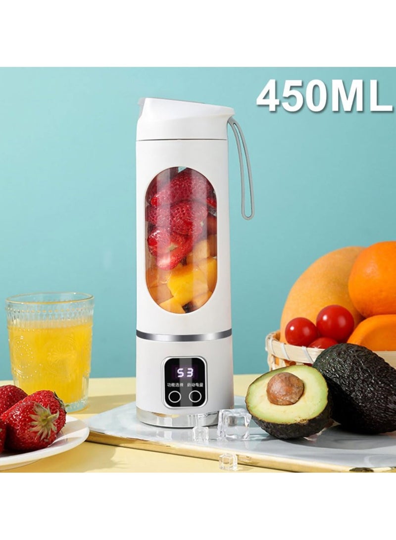 450ml Portable Blender, USB Charging Personal Shakes Smoothie Blender, Upgraded 12 Blades, LCD Display Mini Handheld Juicer for Travel, Gym Home Office