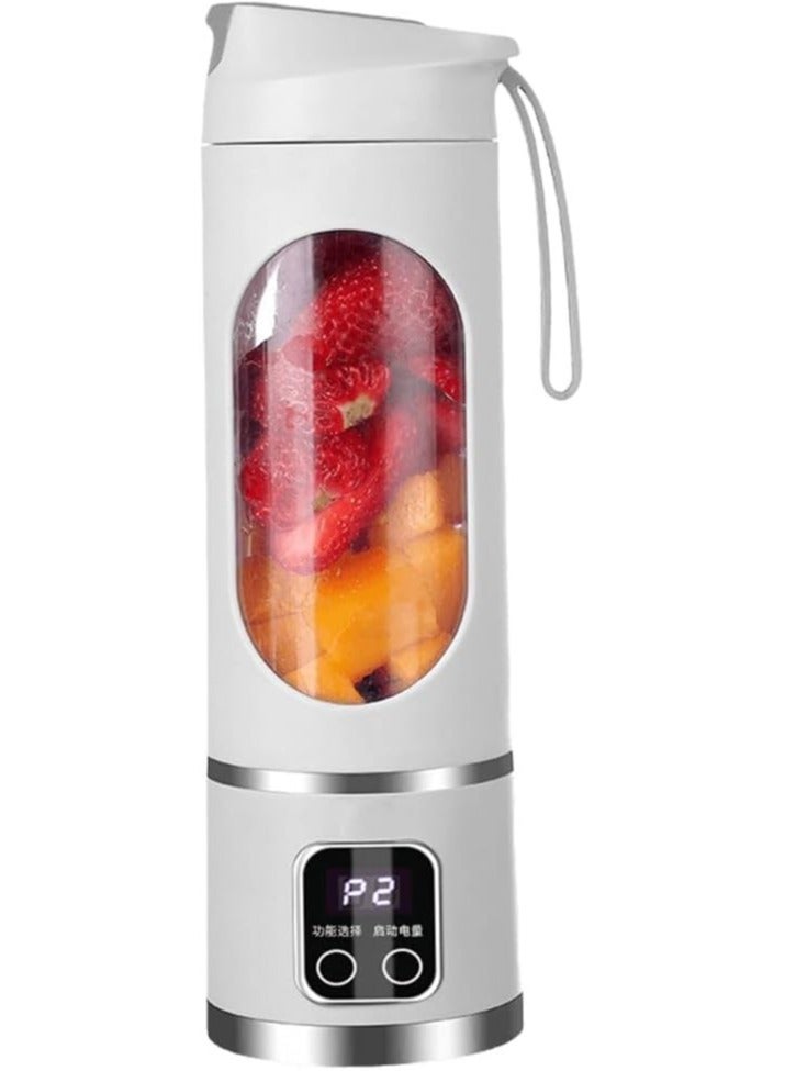 450ml Portable Blender, USB Charging Personal Shakes Smoothie Blender, Upgraded 12 Blades, LCD Display Mini Handheld Juicer for Travel, Gym Home Office