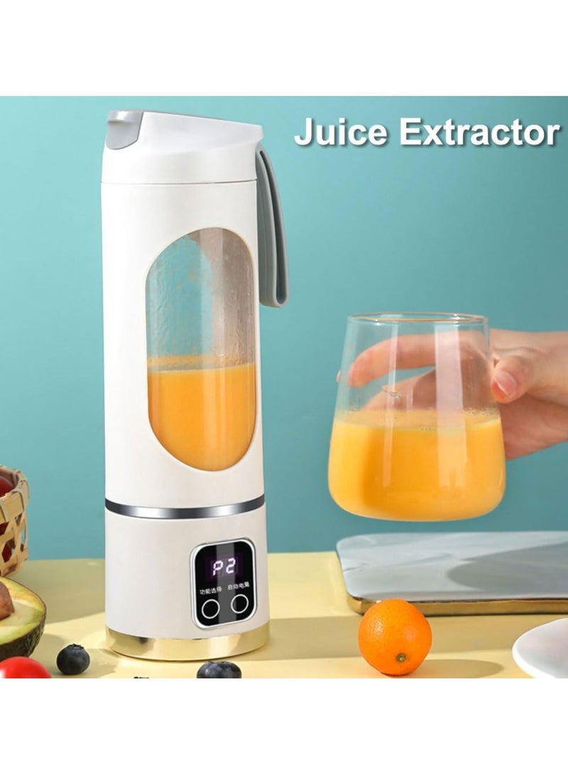 450ml Portable Blender, USB Charging Personal Shakes Smoothie Blender, Upgraded 12 Blades, LCD Display Mini Handheld Juicer for Travel, Gym Home Office