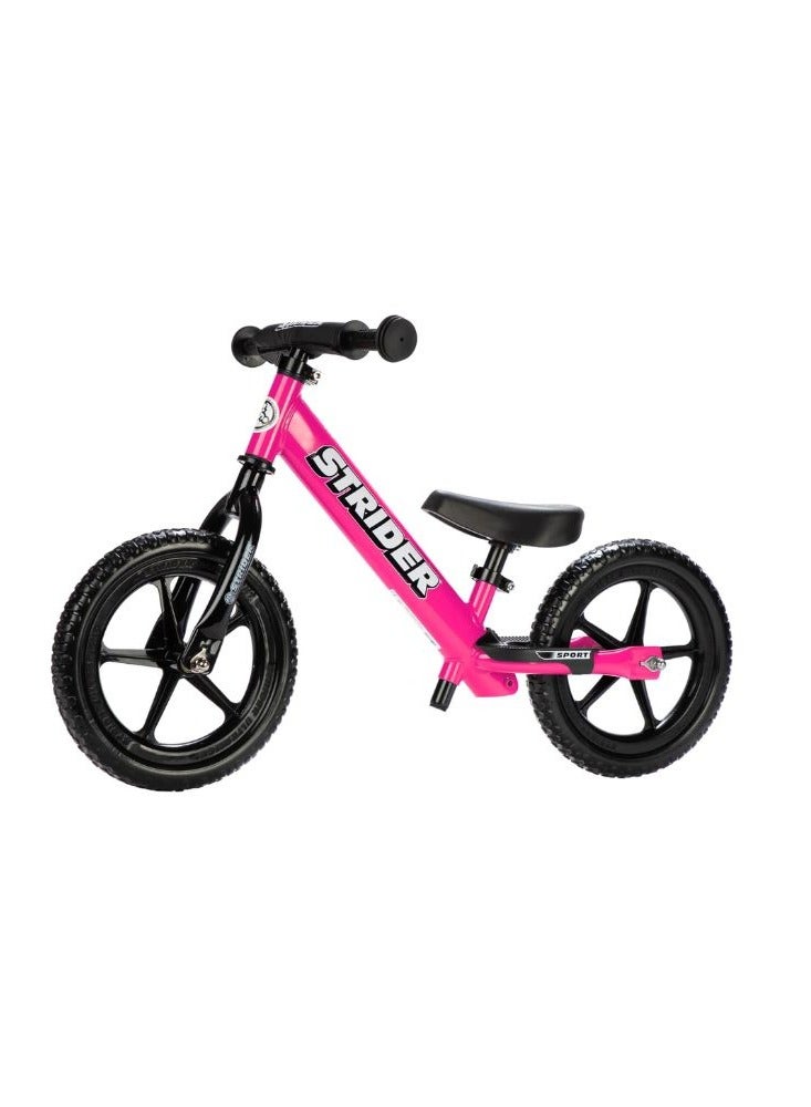 Strider 12” Sport Bike - No Pedal Balance Bicycle for Kids 18 Months to 5 Years - Includes Safety Pad, Padded Seat, Mini Grips & Flat-Free Tires - Tool-Free Assembly & Adjustments