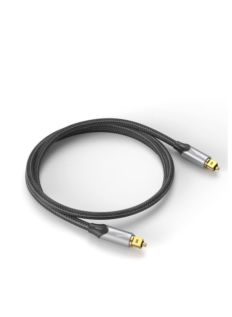 Digital Optical Audio Cable 3.3ft Nylon Braided Fiber, Slim Metal Case, Gold Plated Plug, Toslink Fiber Optic Audio Cable for Sound Bar TV PS4 S*msung Vizio Bose LG, 1 Pcs