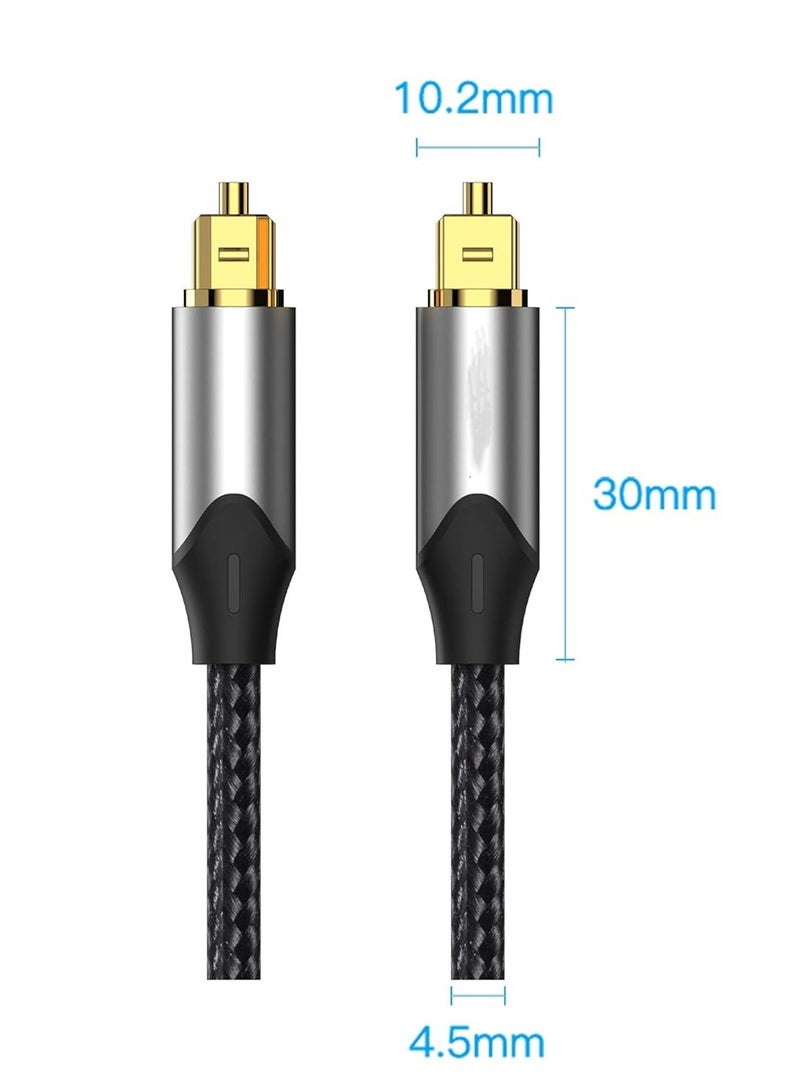 Digital Optical Audio Cable 3.3ft Nylon Braided Fiber, Slim Metal Case, Gold Plated Plug, Toslink Fiber Optic Audio Cable for Sound Bar TV PS4 S*msung Vizio Bose LG, 1 Pcs