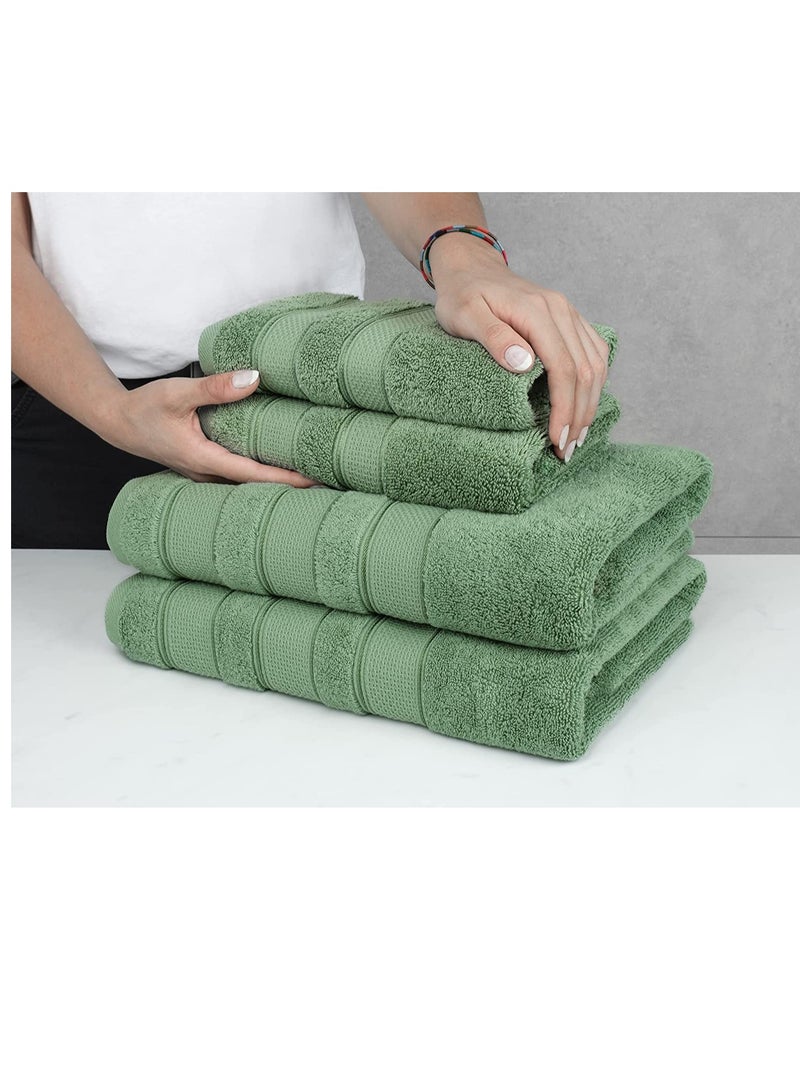 Safi Plus 6 Piece Turkısh Cotton Super Soft Towel Set Sage Green