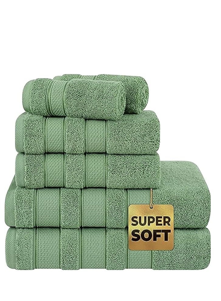 Safi Plus 6 Piece Turkısh Cotton Super Soft Towel Set Sage Green