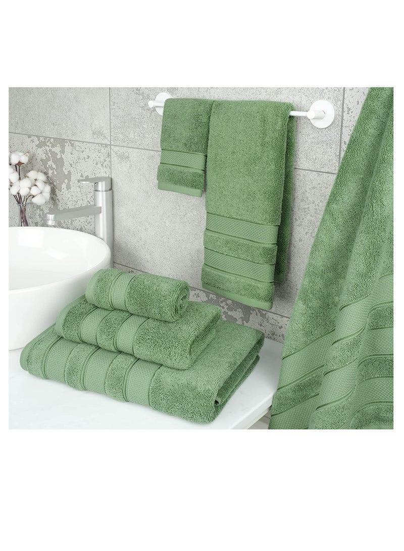 Safi Plus 6 Piece Turkısh Cotton Super Soft Towel Set Sage Green