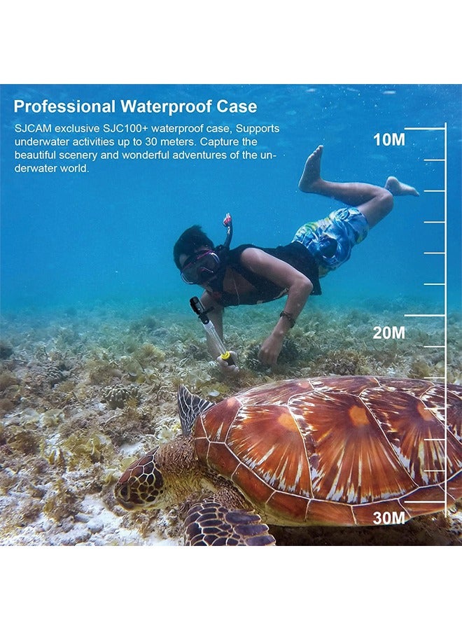 SJCAM C100+ Mini WiFi Action Camera 4K30fps Pocket Wearable Body Camera, Magnetic APP Control, Underwater 98FT Waterproof Helmet Camera with Mount Kits 32G SD Card, Weighs 1oz, 2.4 * 1 * 0.6 inch