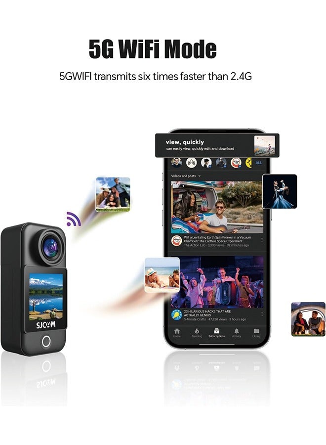SJCAM C300 4K30fps Action Camera 5GWIFI Sport Camera with Touch Screen 8xZoom 96ft Underwater Camera Accessories Kit for Outdoors Activities
