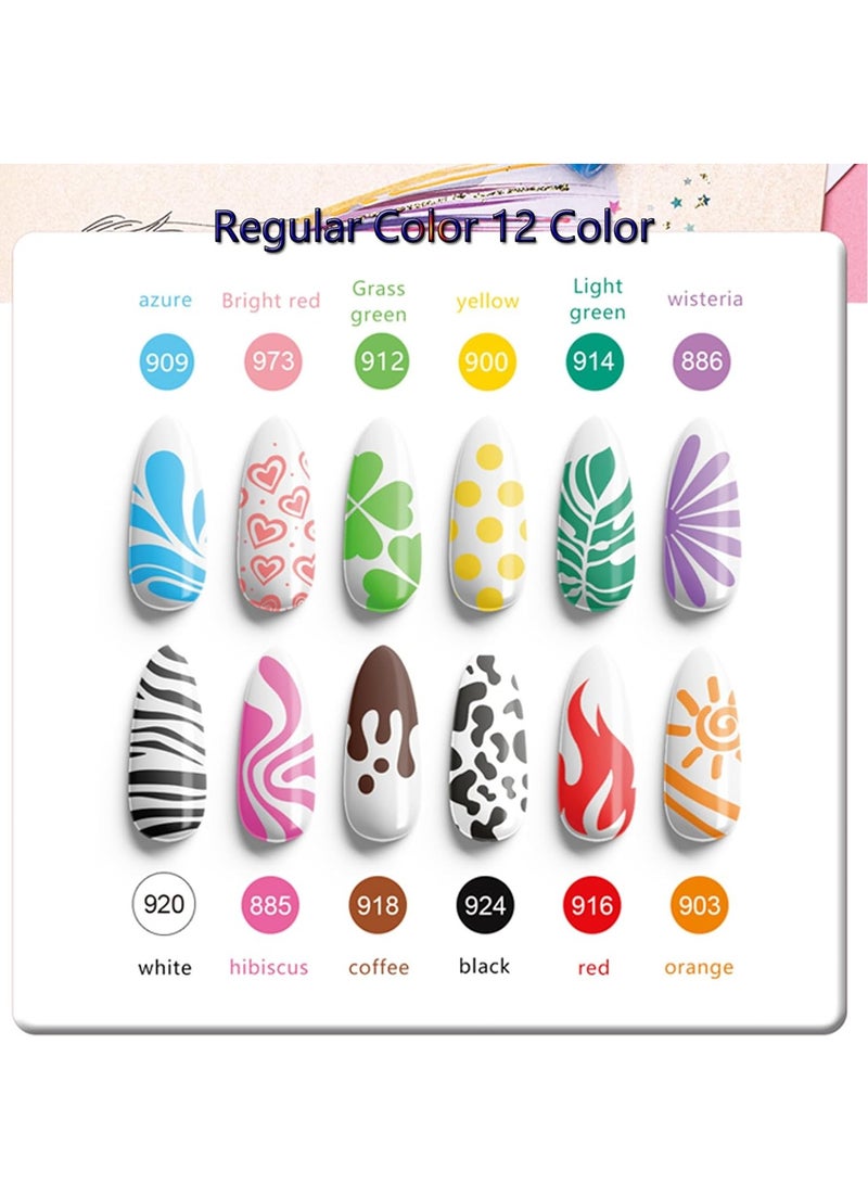 12 Colors Nail Art Pens Set, Nail Polish Pens, Graffiti Nail Dotting Tools, Acrylic Paint Pens,  for Girls Women DIY Pedicure Traditional Nails Art, Nails Art Design, Manicure Nail Pens for Salon DIY