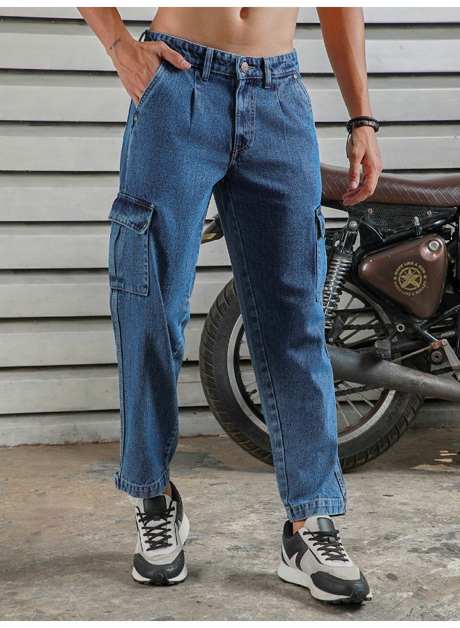 Men's Indigo Relaxed Tapered Jeans - Comfortable and Fashionable Denim