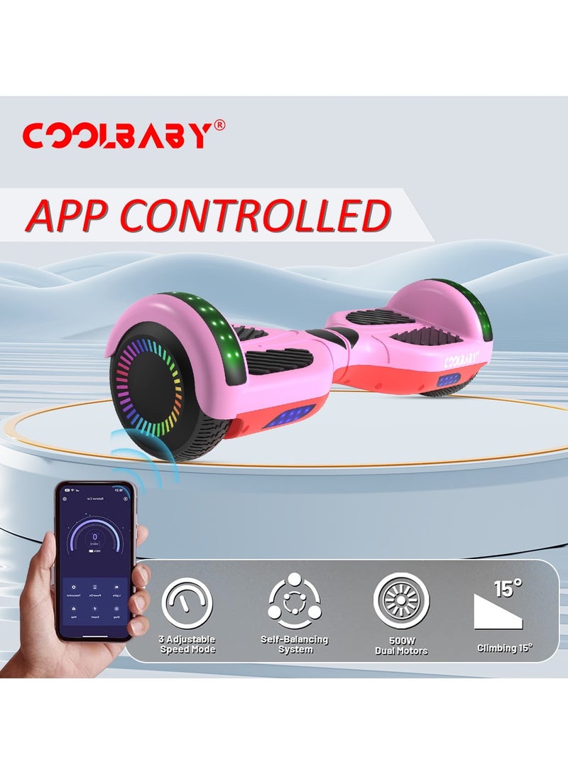 6.5inch Smart Electric Scooter 2 Wheels Self Balancing Scooter Lithium Battery Hoverboard Balance Scooter Bluetooth with Led Lights.