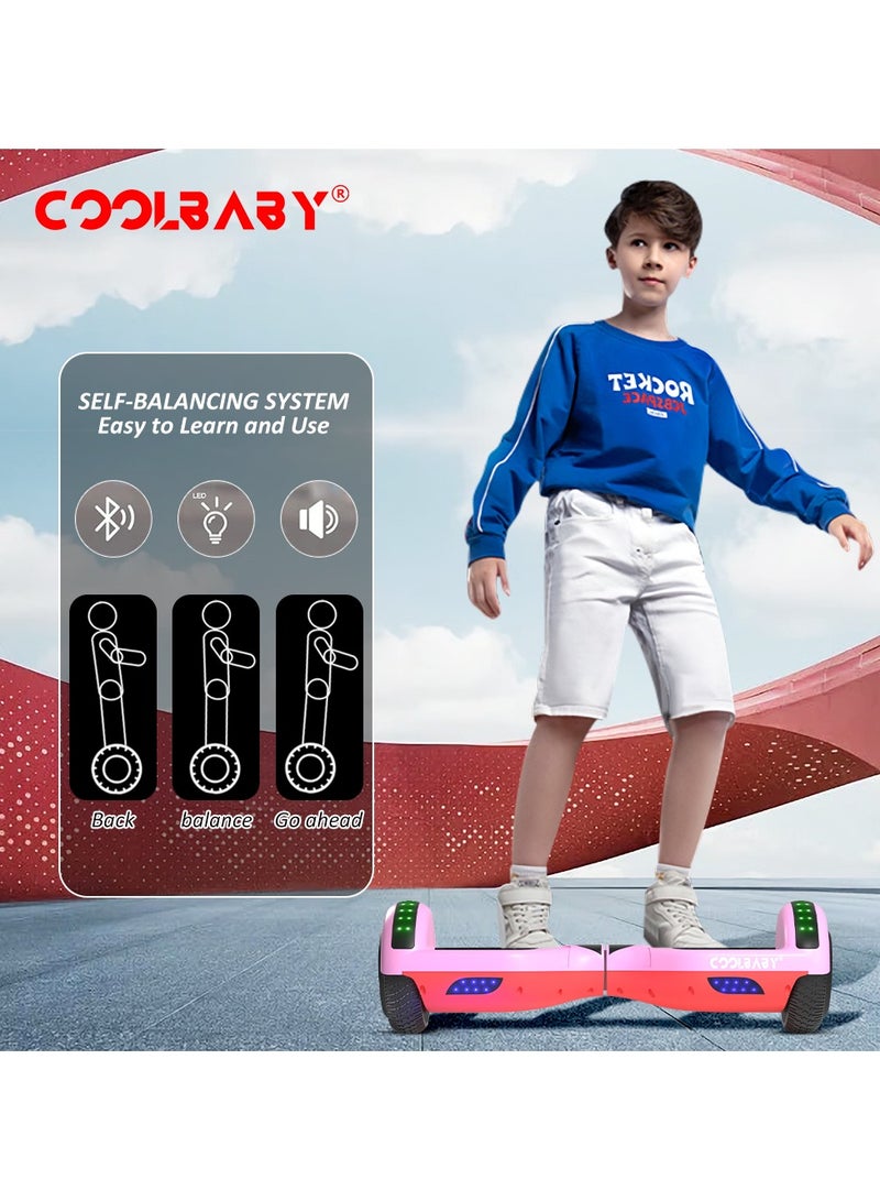 6.5inch Smart Electric Scooter 2 Wheels Self Balancing Scooter Lithium Battery Hoverboard Balance Scooter Bluetooth with Led Lights.