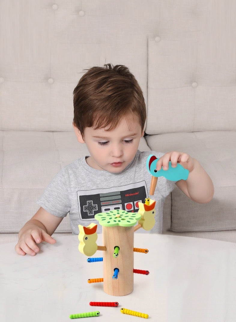 Catching Worms Game Magnetic Toy For Children Early Learning Education