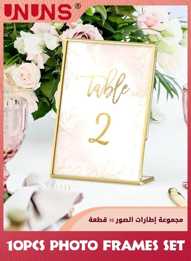 6 Pack 5 x 7 Acrylic Gold Frame,Slanted Back Table Sign Holder For Wedding Table Numbers,Restaurant Signs,Photos and Art Display Visit the Store