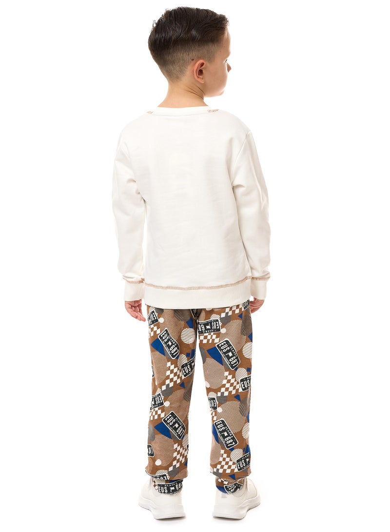 Boys' 2-Piece Applique Sweatshirt and Printed Jogger Set